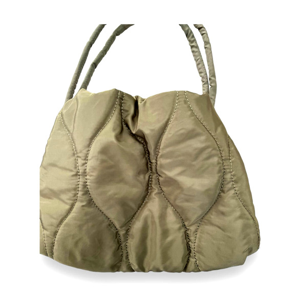 STREET LEVEL Hourglass Quilted Puffy Tote Shoulder Bag | Army Green NWT - Picture 6 of 9